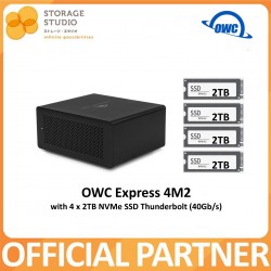 OWC Express 4M2 , Four-Slot Thunderbolt (40Gb/s) NVMe M.2 SSD Enclosure with SoftRAID Bundle NVMe M.2 2280 SSDs.